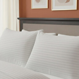 Microfibre Soft Touch Satin Stripe Housewife Pillowcase Pair White - thumbnail 2
