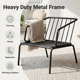3 Piece Outdoor Bistro Set Round Side Table & 2 Armchairs With Padded Cushions - thumbnail 3