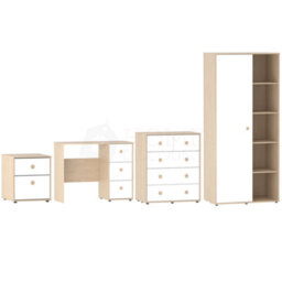 Lassic Junior Vida Neptune White & Oak 3 Piece Bedroom Furniture Set - Desk, Drawer Chest, Wardrobe - thumbnail 9