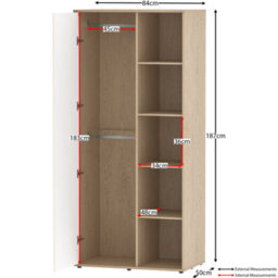 Lassic Junior Vida Neptune White & Oak 3 Piece Bedroom Furniture Set - Desk, Drawer Chest, Wardrobe - thumbnail 5