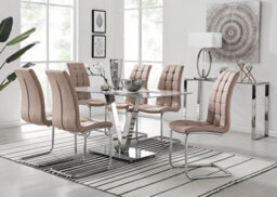Furniturebox Uk Florini V Grey Dining Table And 6 Cappuccino Murano Chairs - thumbnail 1