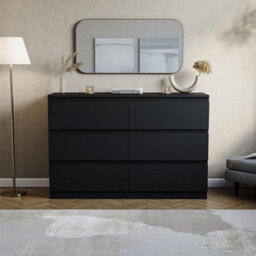 Black Modern 6 Chest Of Drawers Storage Tall Wide Bedroom Furniture - thumbnail 5