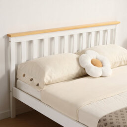 Comfy Living 4Ft6 White Wooden Bed Frame With Caramel Bar - thumbnail 3