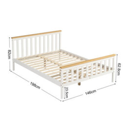 Comfy Living 4Ft6 White Wooden Bed Frame With Caramel Bar - thumbnail 2