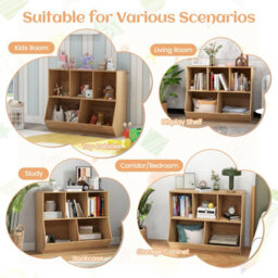 Costway 5-Cubby Kids Toy Storage Organizer Wooden Children Bookcase Bookshelf - thumbnail 7