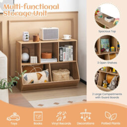 Costway 5-Cubby Kids Toy Storage Organizer Wooden Children Bookcase Bookshelf - thumbnail 4