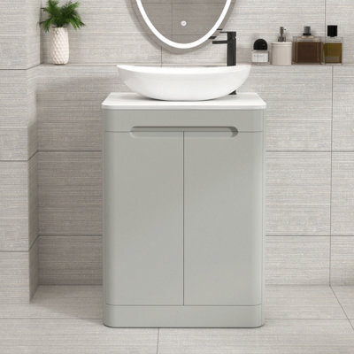 Royal Bathrooms Venice 600mm Dove Grey Freestanding Bathroom Countertop Vanity Unit 2 Door With Cesar Basin - image 1