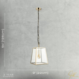 Happy Homewares Classic Lantern Pendant Light In Antique Brass With Clear Glass Sides - thumbnail 7
