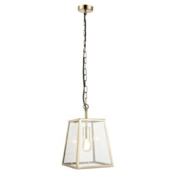 Happy Homewares Classic Lantern Pendant Light In Antique Brass With Clear Glass Sides - thumbnail 2