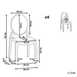 Beliani Set Of 4 Dining Chairs Merton Transparent - thumbnail 3
