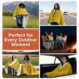 Moonlight Bedding Sherpa Fleece Throw Blanket Ochre King Soft Thick & Fluffy Reversible Throw For Sofa, Bed & Travel Blanket - thumbnail 5