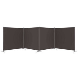 Berkfield Durable 4-Panel Room Divider Brown 698X180 Cm Fabric - thumbnail 4