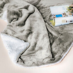 Ehc Warm & Soft Sherpa Flannel Fleece Microfiber Blanket, Double Bed, Light Grey - 150 Cm X 200 Cm - thumbnail 5