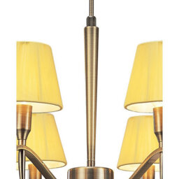 Luminosa Lighting Luminosa Siena Pendant Round 8 Light E14, Antique Brass With Amber Cream Shades And Amber Crystal - thumbnail 4