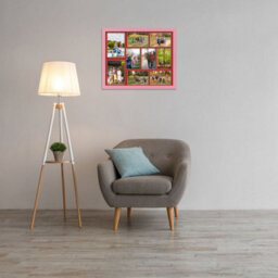 AK Frames 20X16 Pastel Pink Modern Multi Photo Frame With Crimson Mount - Holds 9 Apertures (2X) 7X5, (7X) 6X4 Photos - thumbnail 3
