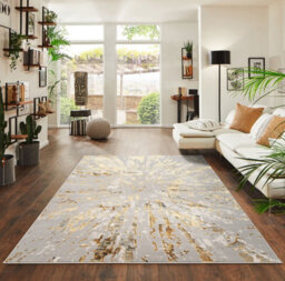 Smart Living Luxury Soft Modern Shimmer Sunset Rug For Living & Bedroom - Ochre - 80 X 150 Cm - thumbnail 4