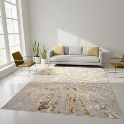 Smart Living Luxury Soft Modern Shimmer Sunset Rug For Living & Bedroom - Ochre - 80 X 150 Cm