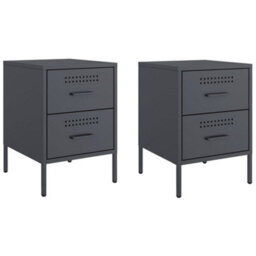 Berkfield Bedside Cabinets 2 Pcs Anthracite 36X39X50.5 Cm Steel - thumbnail 2