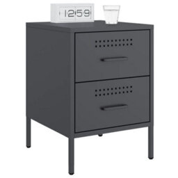 Berkfield Bedside Cabinets 2 Pcs Anthracite 36X39X50.5 Cm Steel - thumbnail 3