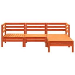 Berkfield Garden Sofa 3-Seater With Footstool Wax Brown Solid Wood Pine - thumbnail 4