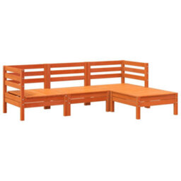 Berkfield Garden Sofa 3-Seater With Footstool Wax Brown Solid Wood Pine - thumbnail 2