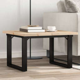 Berkfield Coffee Table O-Frame 70X70X40.5 Cm Solid Wood Pine And Steel