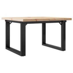 Berkfield Coffee Table O-Frame 70X70X40.5 Cm Solid Wood Pine And Steel - thumbnail 2