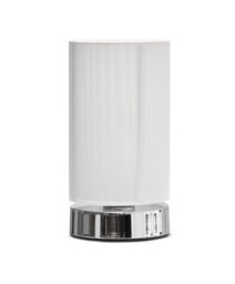 Lighting Supermarket Opera Cylinder Chrome Plinth Table Lamp With White Silk String Shade - thumbnail 2