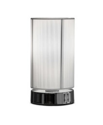 Lighting Supermarket Opera Cylinder Chrome Plinth Table Lamp With White Silk String Shade - thumbnail 3