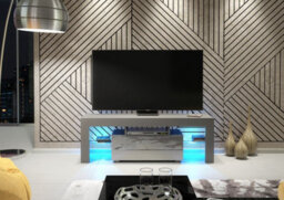 Tv Unit 130Cm Sideboard Cabinet Cupboard Tv Stand High Gloss Doors - Dark Grey - thumbnail 2