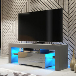 Tv Unit 130Cm Sideboard Cabinet Cupboard Tv Stand High Gloss Doors - Dark Grey