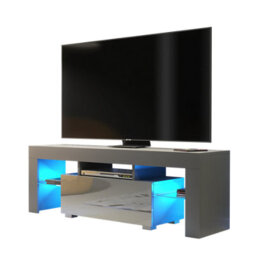 Tv Unit 130Cm Sideboard Cabinet Cupboard Tv Stand High Gloss Doors - Dark Grey - thumbnail 7