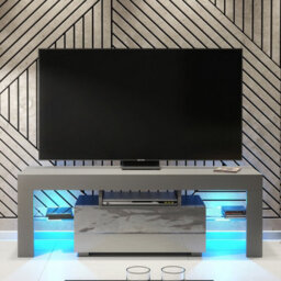 Tv Unit 130Cm Sideboard Cabinet Cupboard Tv Stand High Gloss Doors - Dark Grey - thumbnail 5