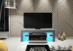 Tv Unit 130Cm Sideboard Cabinet Cupboard Tv Stand High Gloss Doors - Dark Grey - thumbnail 4