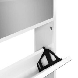 Walplus Shoe Cabinet With Mirror 4-Layer High Gloss White 63X17X134 Cm - thumbnail 9