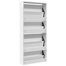 Walplus Shoe Cabinet With Mirror 4-Layer High Gloss White 63X17X134 Cm - thumbnail 8