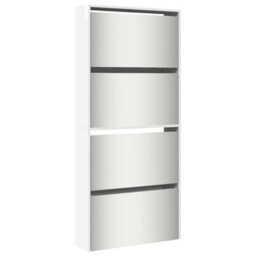 Walplus Shoe Cabinet With Mirror 4-Layer High Gloss White 63X17X134 Cm - thumbnail 2