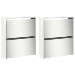 Walplus Shoe Cabinet With Mirror 4-Layer High Gloss White 63X17X134 Cm - thumbnail 6