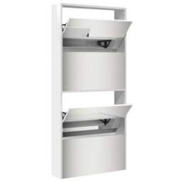 Walplus Shoe Cabinet With Mirror 4-Layer High Gloss White 63X17X134 Cm - thumbnail 4