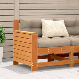 Berkfield Garden Armrest Sofa With Cushion Wax Brown Solid Wood Pine