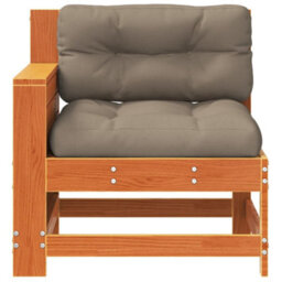 Berkfield Garden Armrest Sofa With Cushion Wax Brown Solid Wood Pine - thumbnail 4