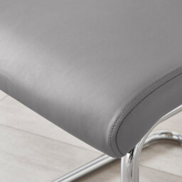 Furniturebox Lorenzo Modern Dining Chairs - Set Of 2 Dining Chairs - Grey Faux Leather W/ Chrome Legs Dining Chairs - thumbnail 7