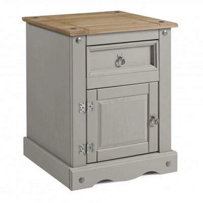 Bedside Large X2 Cabinet Grey Wax Pot Cupboard Pair Table Pine - image 1