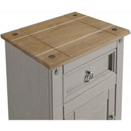 Bedside Large X2 Cabinet Grey Wax Pot Cupboard Pair Table Pine - thumbnail 4