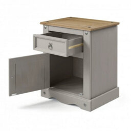 Bedside Large X2 Cabinet Grey Wax Pot Cupboard Pair Table Pine - thumbnail 3