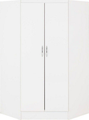 Seconique Nevada 2 Door Corner Wardrobe In White Gloss Finish - image 1