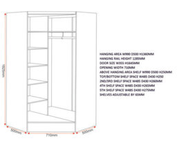 Seconique Nevada 2 Door Corner Wardrobe In White Gloss Finish - thumbnail 9