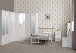 Seconique Nevada 2 Door Corner Wardrobe In White Gloss Finish - thumbnail 8