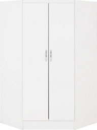 Seconique Nevada 2 Door Corner Wardrobe In White Gloss Finish - thumbnail 1