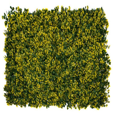 Greenbrokers Artificial Green Plant Wall Hedge With Yellow Leaf Foliage-Uv Stable (Pack Of 4) (1M X 1M) - image 1